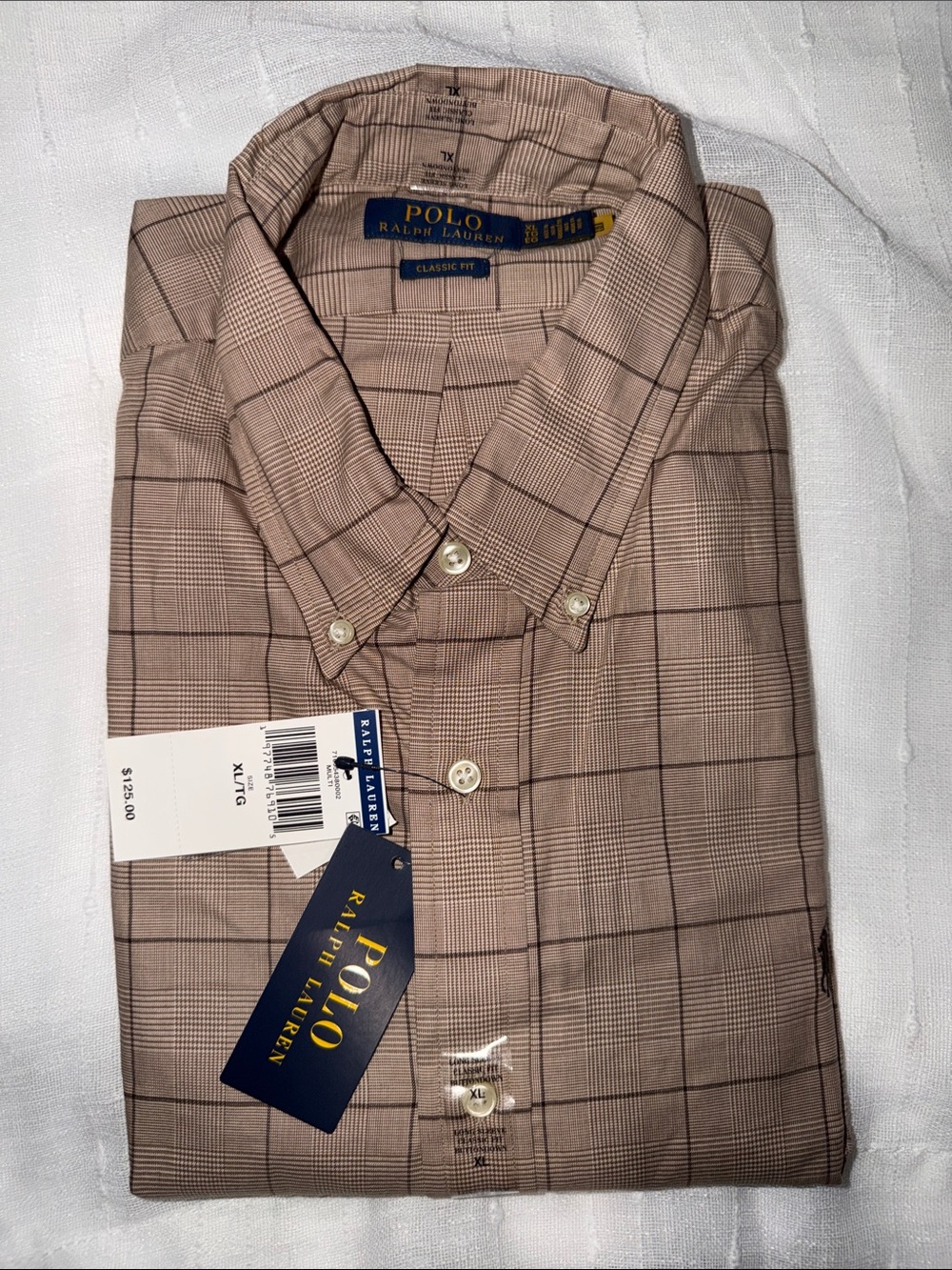 Polo by Ralph Lauren Men’s Tan Plaid Button-Down Shirt